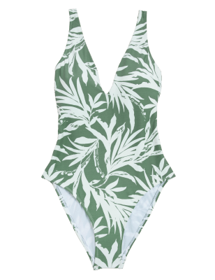 

Womens M&S Collection Printed Plunge V-Neck Swimsuit - Khaki, Khaki