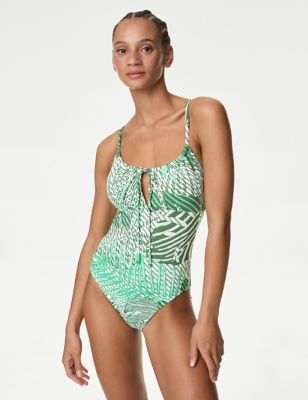 

Womens M&S Collection Floral Padded Scoop Neck Swimsuit - Green Mix, Green Mix