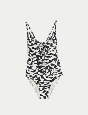 

Womens M&S Collection Floral Padded Scoop Neck Swimsuit - White Mix, White Mix