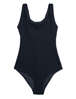 

Womens M&S Collection Textured Scoop Neck Swimsuit - Navy, Navy