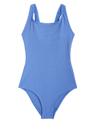 

Womens M&S Collection Textured Scoop Neck Swimsuit - Fresh Blue, Fresh Blue