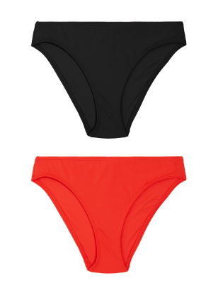

M&S Collection Pack de 2 partes de abajo de bikini de corte altoWomens - Black Mix, Black Mix