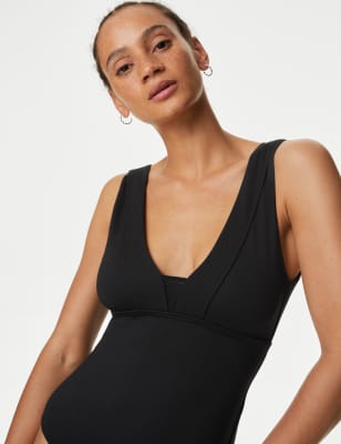 

Womens M&S Collection Tummy Control Padded Plunge Swimsuit - Black, Black
