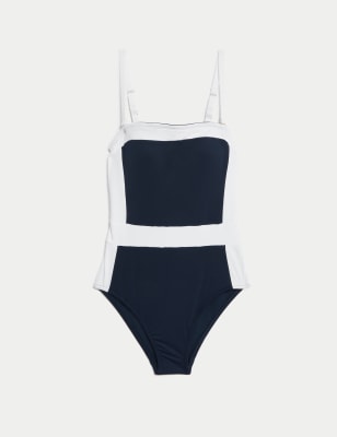 Colour Block Padded Bandeau Swimsuit