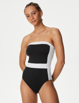 Colour Block Padded Bandeau Swimsuit