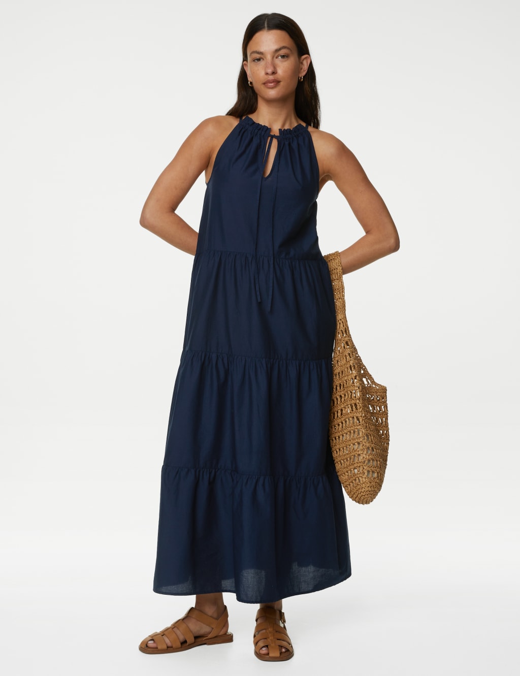 Pure Cotton High Neck Midaxi Beach Dress image 1