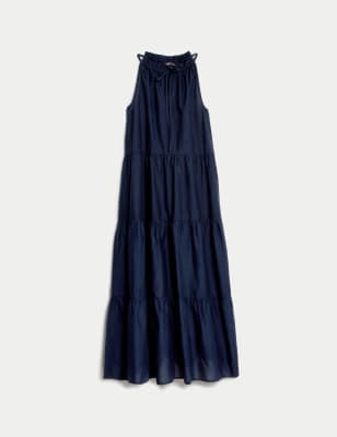 Pure Cotton High Neck Midaxi Beach Dress