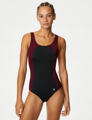 

Womens M&S Collection Printed Padded Scoop Neck Swimsuit - Black Mix, Black Mix