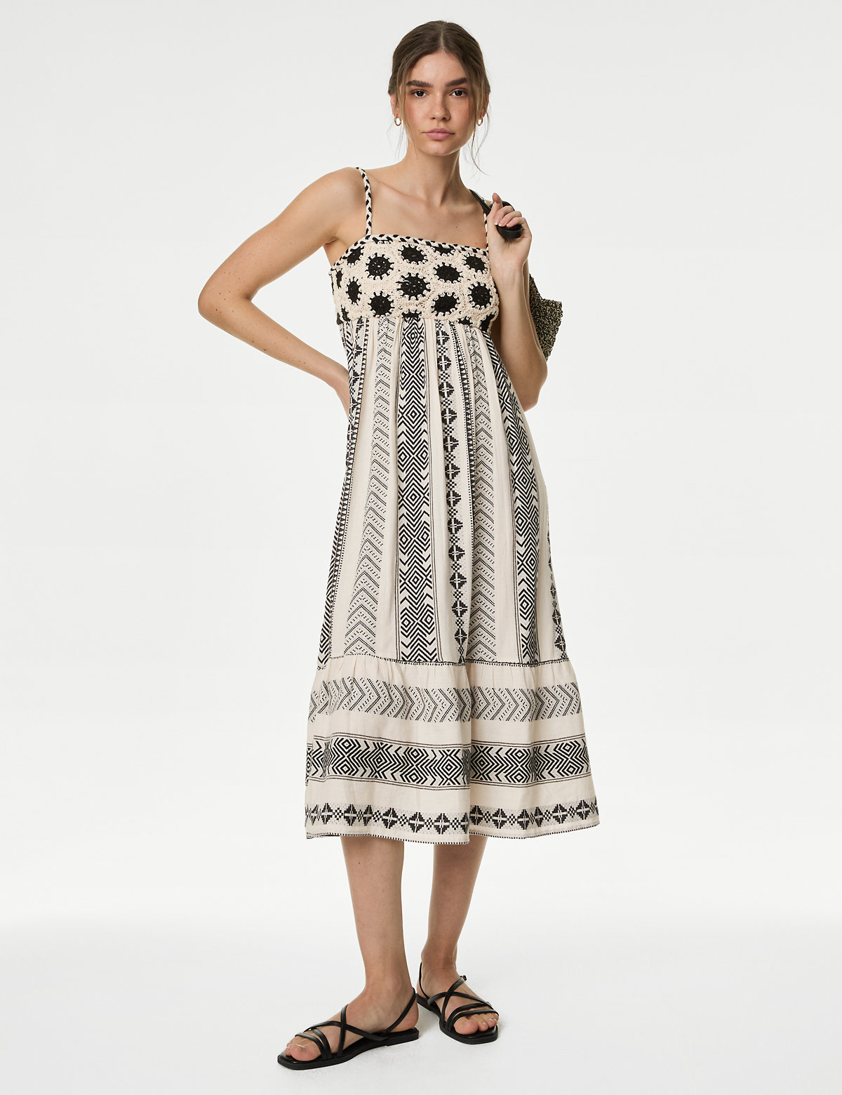 Pure Cotton Printed Textured Midaxi Beach Dress