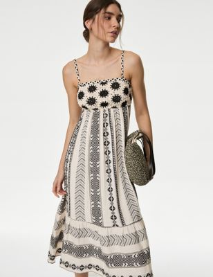 Pure Cotton Printed Textured Midaxi Beach Dress