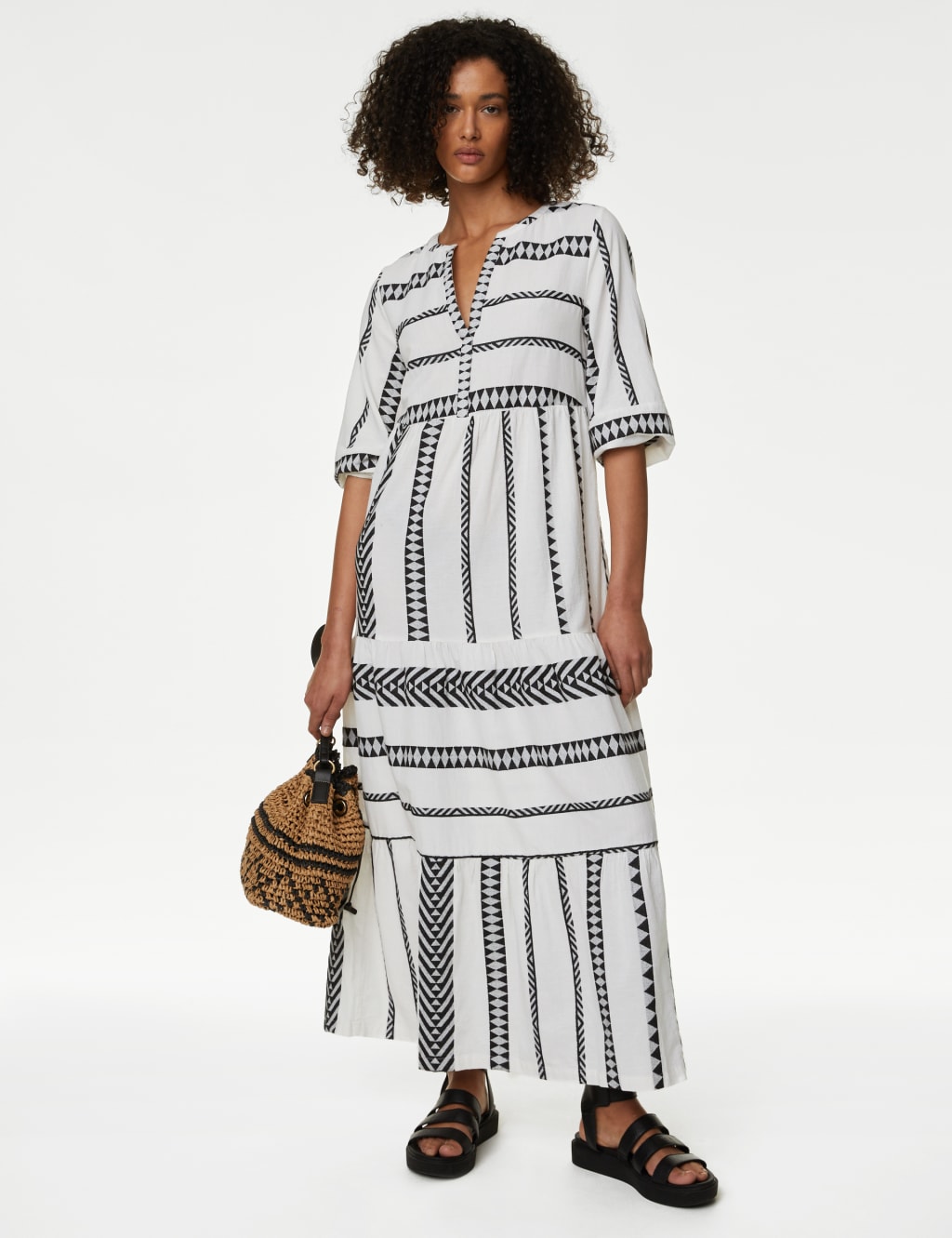 Cotton Rich Jacquard Midaxi Beach Dress image 1
