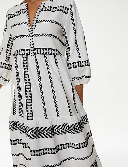 Cotton Rich Jacquard Midaxi Beach Dress
