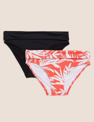 

Womens M&S Collection 2er-Pack bauchkaschierende Hüft-Bikinihosen - Red Mix, Red Mix