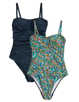 

M&S Collection Pack de 2 bañadores con relleno y sujeción del vientreWomens - Black Mix, Black Mix
