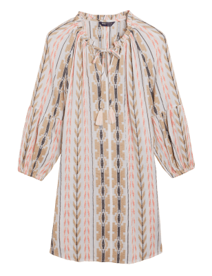 

Womens M&S Collection Cotton Blend Jacquard Beach Cover Up Kaftan - Calico Mix, Calico Mix