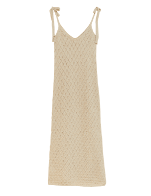 

Womens M&S Collection Cotton Rich Textured V-Neck Midaxi Dress - Sand, Sand