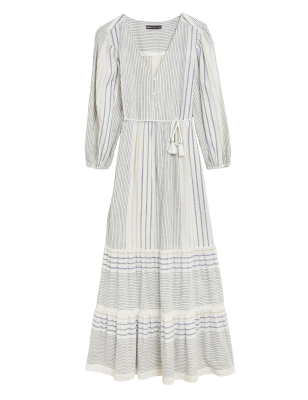 

Womens M&S Collection Pure Cotton Printed V-Neck Maxi Dress - Ivory Mix, Ivory Mix