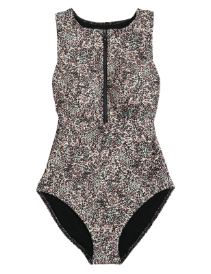 

M&S Collection Bañador con cremallera con relleno estampado para posoperatorioWomens - Brown Mix, Brown Mix