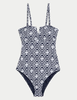 

M&S Collection Bañador de escote en pico estampado con sujeción del vientreWomens - Navy Mix, Navy Mix