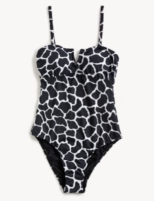 M&S Ikat Print Lace-Up Front Secret Support Tummy Control Swimsuit