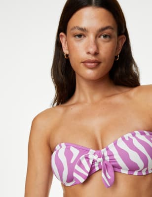 Printed Padded Bandeau Bikini Top