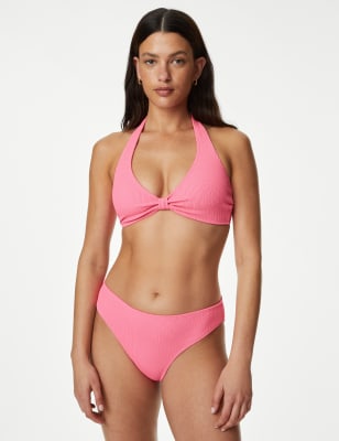 

Womens M&S Collection Textured Knot Front Bikini Top - Bubblegum, Bubblegum