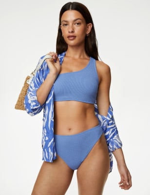 

Womens M&S Collection Textured One Shoulder Bikini Top - Lupin, Lupin