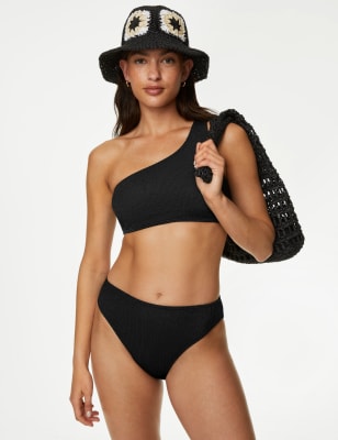 

Womens M&S Collection Strukturiertes Off-Shoulder-Bikinioberteil - Black, Black
