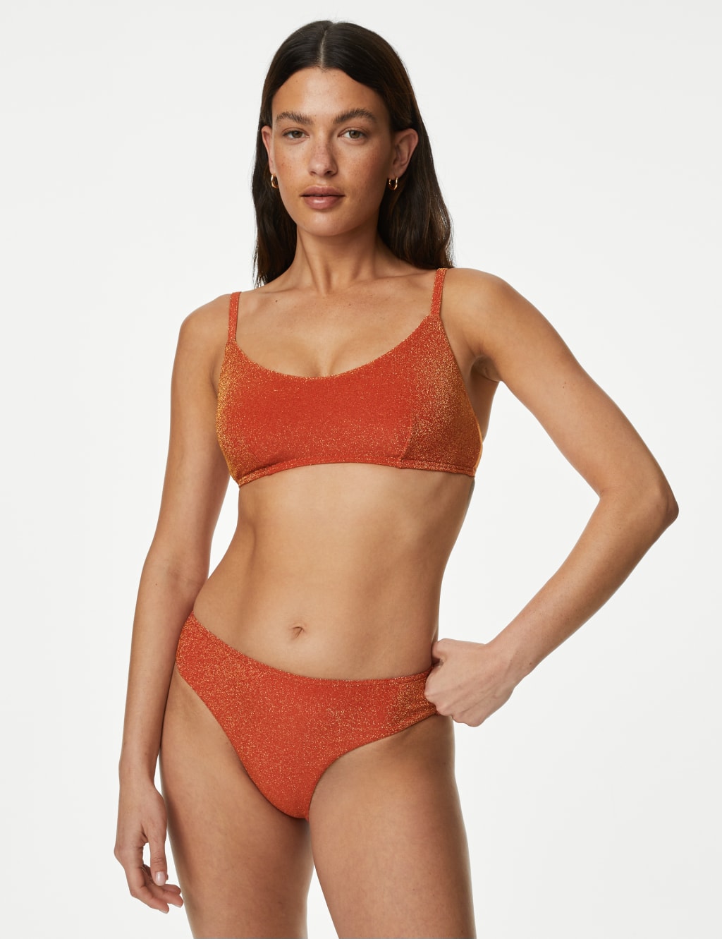 Padded Sparkle V-Neck Bikini Top image 2