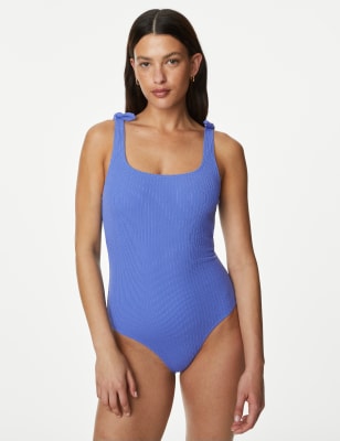 

Womens M&S Collection Textured Tie Shoulder Swimsuit - Lupin, Lupin