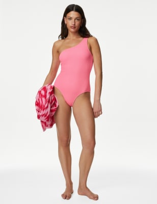 Textured One Shoulder Swimsuit