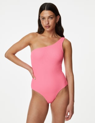 Textured One Shoulder Swimsuit