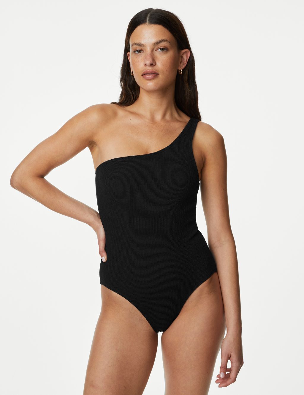 Textured One Shoulder Swimsuit image 3