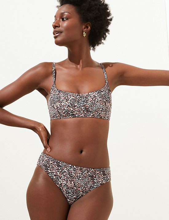 New Ex M&S Halterneck Strapless Leaf Print Bikini Set Size 8-22 