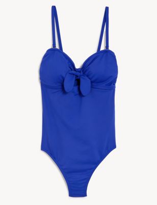 M&S Womens Padded Tie Detail Swimsuit - 8 - Electric Blue, Electric Blue
