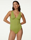 Ribbed Wired Plunge Swimsuit