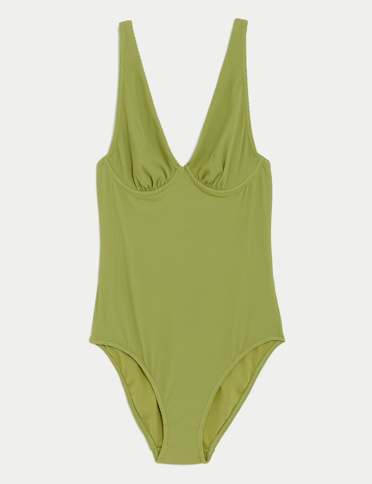 Ribbed Wired Plunge Swimsuit