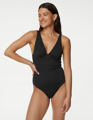 Ribbed hot sale black swimsuit