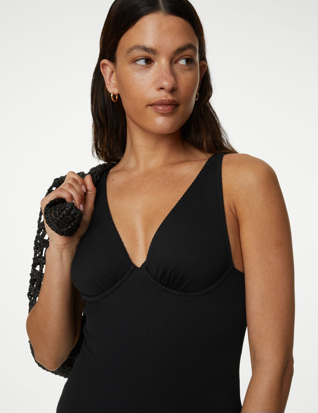 Ribbed Wired Plunge Swimsuit image 2