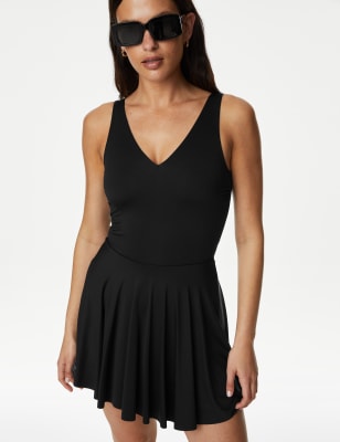 

Womens M&S Collection Padded Plunge V-Neck Swim Dress - Black, Black