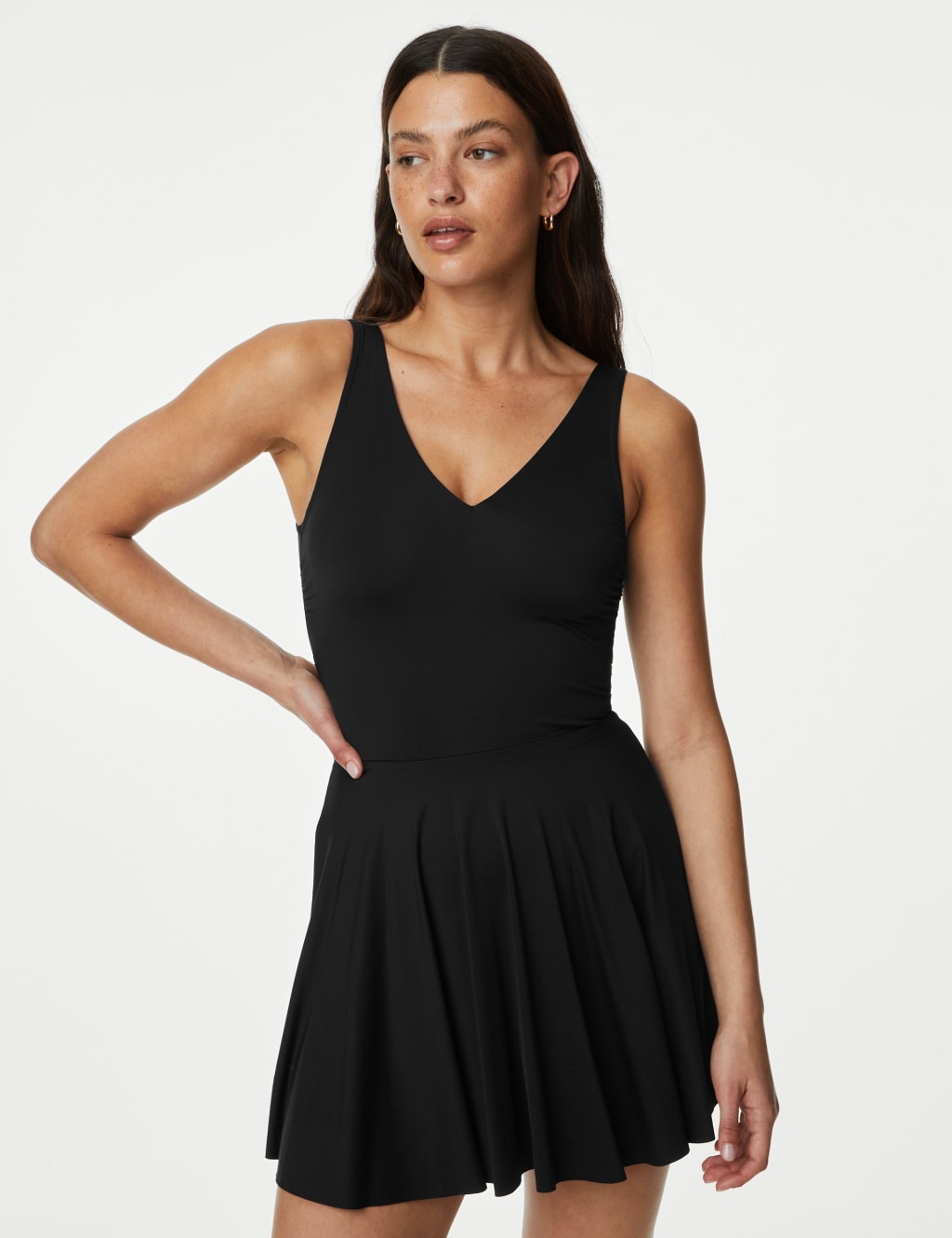Padded Plunge V-Neck Swim Dress image 3