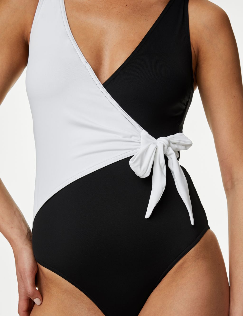 Tummy Control Wrap Plunge Swimsuit image 3