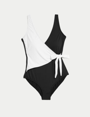 Tummy Control Wrap Plunge Swimsuit, M&S Collection