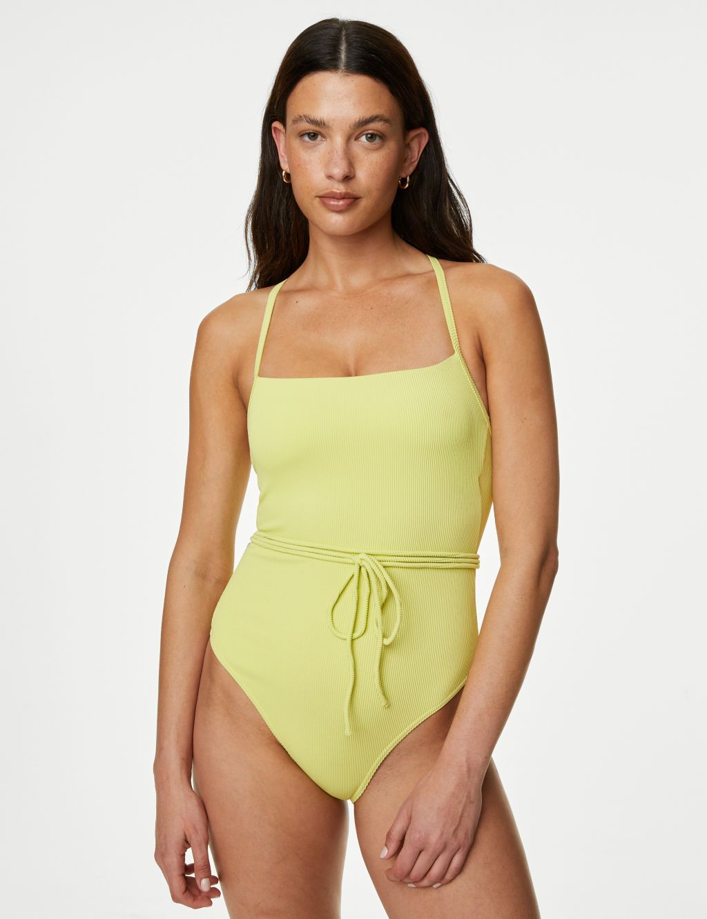 Ribbed Padded Square Neck Swimsuit image 2