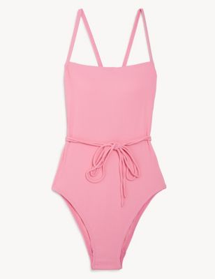 Ribbed Padded Square Neck Swimsuit