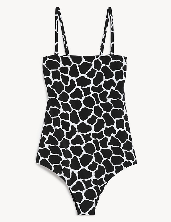 Printed Square Neck Bandeau Swimsuit - AT