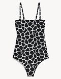 Printed Square Neck Bandeau Swimsuit