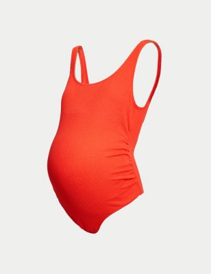 Maternity Padded Ruched Scoop Neck Swimsuit - DE