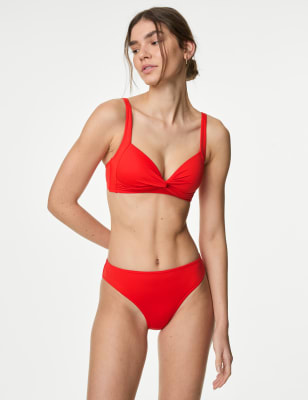 

Womens M&S Collection Padded Plunge Bikini Top - Flame, Flame