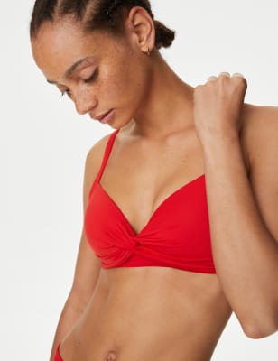 

Womens M&S Collection Padded Plunge Bikini Top - Poppy, Poppy